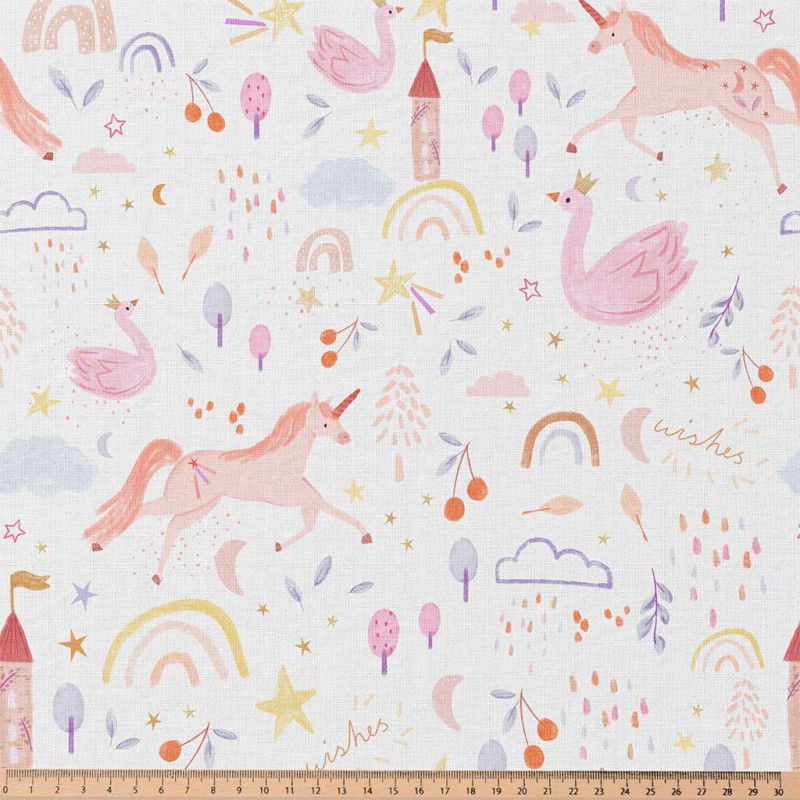 Printed Cotton ANAMIKA White / Pink